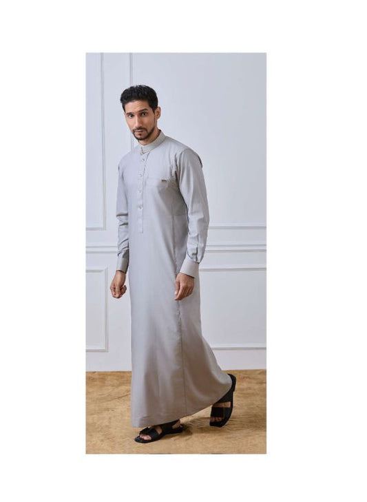 Al Noor Grey Collar Thobe